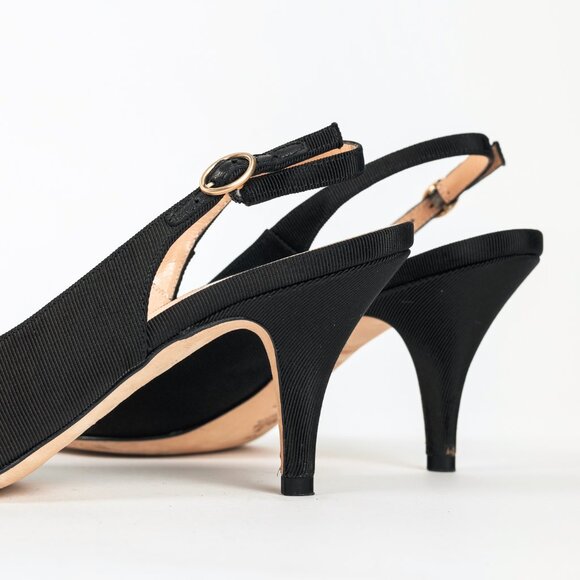 Bally Ciel Black Fabric Slingback Pointed-Toe Heels - Picture 8 of 12